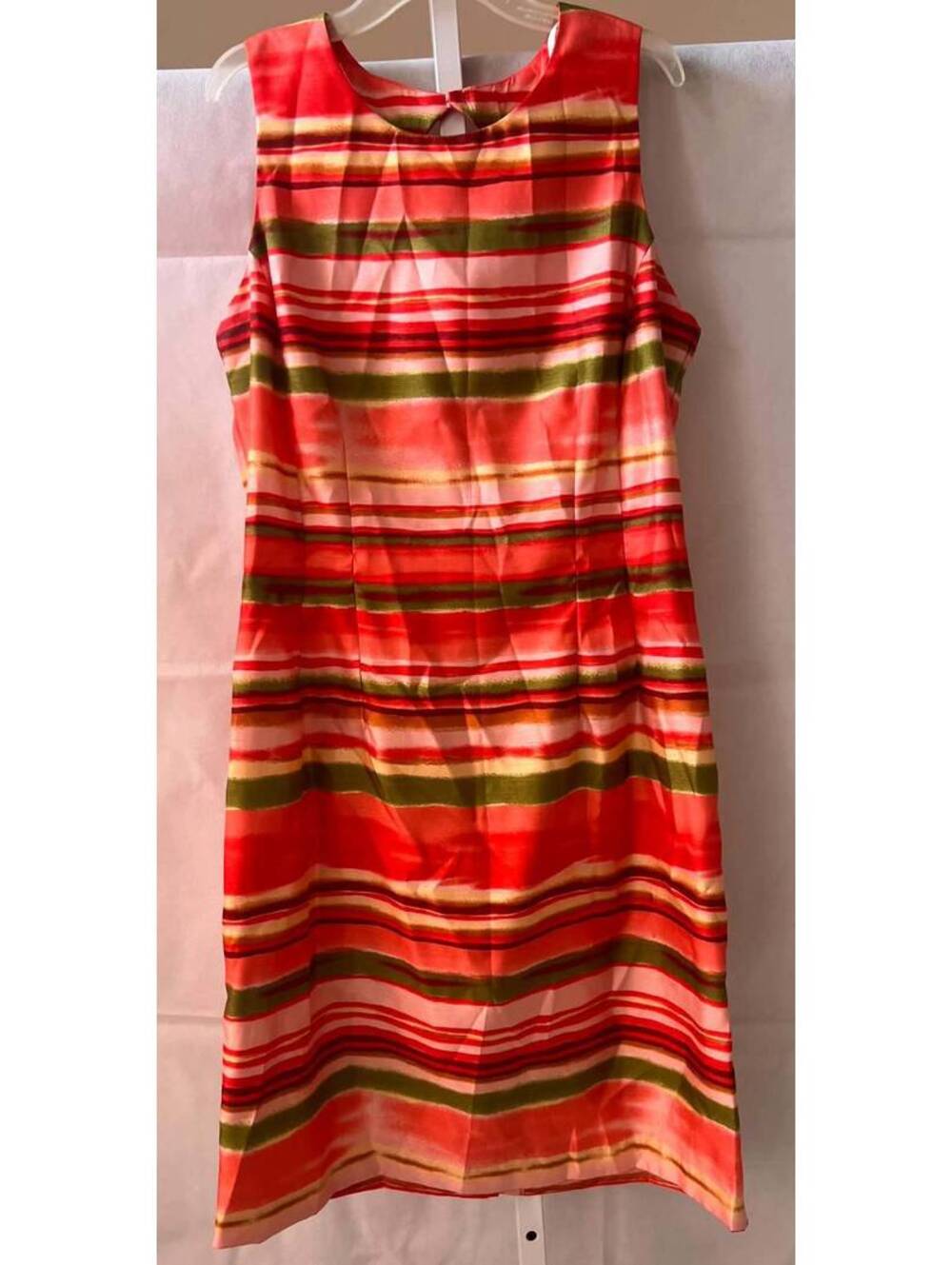 R&K Originals Women's Size 12 Sleeveless Striped Polyester Dress with Back Key-H